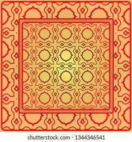 Decorative Geometric Ornament With Decorative Border. Repeating Sample Figure And Line. For Modern Interiors Design, Wallpaper, Textile Industry. Sunrise color.