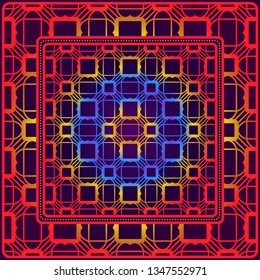 Decorative Geometric Ornament With Decorative Border. Repeating Sample Figure And Line. For Modern Interiors Design, Wallpaper, Textile Industry