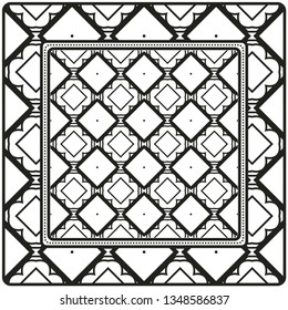 Decorative Geometric Ornament With Decorative Border. Repeating Sample Figure And Line. For Modern Interiors Design, Wallpaper, Textile Industry