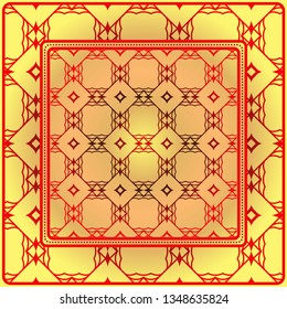 Decorative Geometric Ornament With Decorative Border. Repeating Sample Figure And Line. For Modern Interiors Design, Wallpaper, Textile Industry