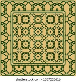 Decorative Geometric Ornament With Decorative Border. Repeating Sample Figure And Line. For Modern Interiors Design, Wallpaper, Textile Industry
