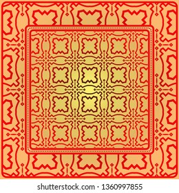 Decorative Geometric Ornament With Decorative Border. Repeating Sample Figure And Line. For Modern Interiors Design, Wallpaper, Textile Industry. Sunrise color.