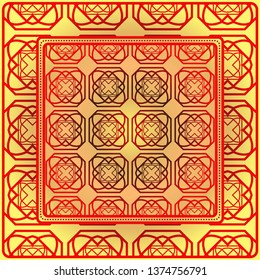 Decorative Geometric Ornament With Decorative Border. Repeating Sample Figure And Line. For Modern Interiors Design, Wallpaper, Textile Industry