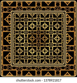 Decorative Geometric Ornament With Decorative Border. Repeating Sample Figure And Line. For Modern Interiors Design, Wallpaper, Textile Industry