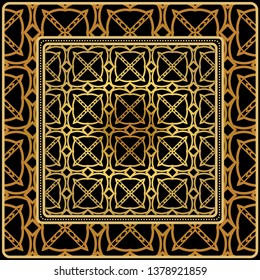 Decorative Geometric Ornament With Decorative Border. Repeating Sample Figure And Line. For Modern Interiors Design, Wallpaper, Textile Industry
