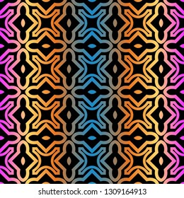 Decorative Geometric Ornament. Seamless Pattern. Vector Illustration. Tribal Ethnic Arabic, Indian, Motif. For Interior Design, Wallpaper. Rainbow color.