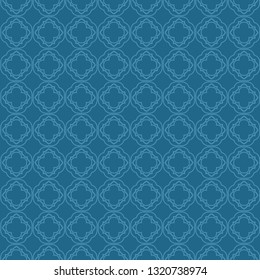 Decorative Geometric Ornament. Seamless Pattern. Vector Illustration. Tribal Ethnic Arabic, Indian, Motif. For Interior Design, Wallpaper. Blue color.