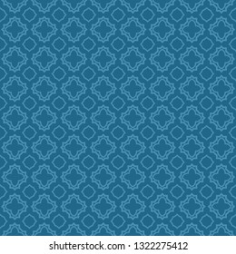 Decorative Geometric Ornament. Seamless Pattern. Vector Illustration. Tribal Ethnic Arabic, Indian, Motif. For Interior Design, Wallpaper. Blue color.