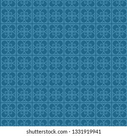 Decorative Geometric Ornament. Seamless Pattern. Vector Illustration. Tribal Ethnic Arabic, Indian, Motif. For Interior Design, Wallpaper. Blue color.
