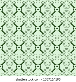 Decorative Geometric Ornament. Seamless Pattern. Vector Illustration. Tribal Ethnic Arabic, Indian, Motif. For Interior Design, Color Wallpaper. Green color.