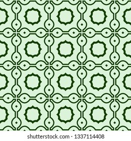 Decorative Geometric Ornament. Seamless Pattern. Vector Illustration. Tribal Ethnic Arabic, Indian, Motif. For Interior Design, Color Wallpaper. Green color.