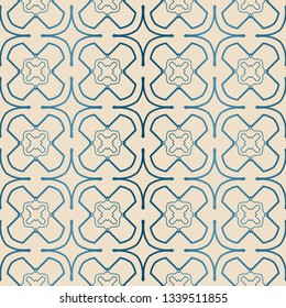Decorative Geometric Ornament. Seamless Pattern. Vector Illustration. Tribal Ethnic Arabic, Indian, Motif. For Interior Design, Wallpaper. Blue brown color.