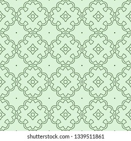 Decorative Geometric Ornament. Seamless Pattern. Vector Illustration. Tribal Ethnic Arabic, Indian, Motif. For Interior Design, Color Wallpaper. Green color.