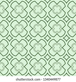 Decorative Geometric Ornament. Seamless Pattern. Vector Illustration. Tribal Ethnic Arabic, Indian, Motif. For Interior Design, Color Wallpaper. Green color.