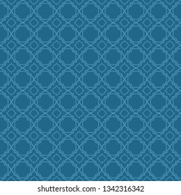 Decorative Geometric Ornament. Seamless Pattern. Vector Illustration. Tribal Ethnic Arabic, Indian, Motif. For Interior Design, Wallpaper. Blue color.