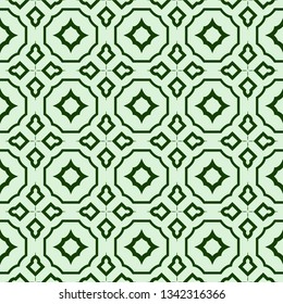 Decorative Geometric Ornament. Seamless Pattern. Vector Illustration. Tribal Ethnic Arabic, Indian, Motif. For Interior Design, Color Wallpaper. Green color.