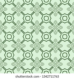 Decorative Geometric Ornament. Seamless Pattern. Vector Illustration. Tribal Ethnic Arabic, Indian, Motif. For Interior Design, Color Wallpaper. Green color.