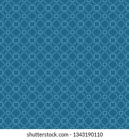 Decorative Geometric Ornament. Seamless Pattern. Vector Illustration. Tribal Ethnic Arabic, Indian, Motif. For Interior Design, Wallpaper. Blue color.