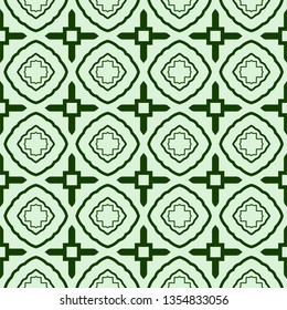 Decorative Geometric Ornament. Seamless Pattern. Vector Illustration. Tribal Ethnic Arabic, Indian, Motif. For Interior Design, Color Wallpaper. Green color.