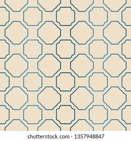 Decorative Geometric Ornament. Seamless Pattern. Vector Illustration. Tribal Ethnic Arabic, Indian, Motif. For Interior Design, Wallpaper. Blue brown color.