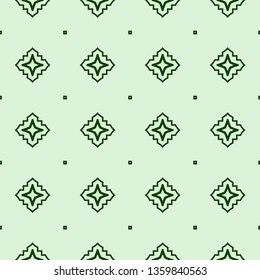 Decorative Geometric Ornament. Seamless Pattern. Vector Illustration. Tribal Ethnic Arabic, Indian, Motif. For Interior Design, Color Wallpaper. Green color.