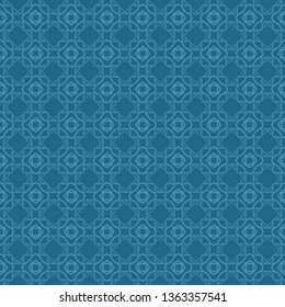 Decorative Geometric Ornament. Seamless Pattern. Vector Illustration. Tribal Ethnic Arabic, Indian, Motif. For Interior Design, Wallpaper. Blue color.