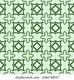 Decorative Geometric Ornament. Seamless Pattern. Vector Illustration. Tribal Ethnic Arabic, Indian, Motif. For Interior Design, Color Wallpaper. Green color.