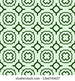 Decorative Geometric Ornament. Seamless Pattern. Vector Illustration. Tribal Ethnic Arabic, Indian, Motif. For Interior Design, Color Wallpaper. Green color.