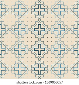 Decorative Geometric Ornament. Seamless Pattern. Vector Illustration. Tribal Ethnic Arabic, Indian, Motif. For Interior Design, Wallpaper. Blue brown color.