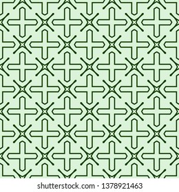 Decorative Geometric Ornament. Seamless Pattern. Vector Illustration. Tribal Ethnic Arabic, Indian, Motif. For Interior Design, Color Wallpaper. Green color.