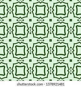 Decorative Geometric Ornament. Seamless Pattern. Vector Illustration. Tribal Ethnic Arabic, Indian, Motif. For Interior Design, Color Wallpaper. Green color.