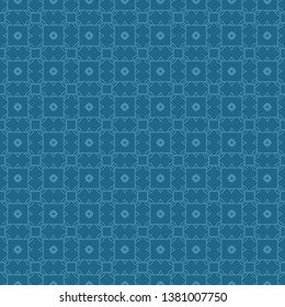 Decorative Geometric Ornament. Seamless Pattern. Vector Illustration. Tribal Ethnic Arabic, Indian, Motif. For Interior Design, Wallpaper. Blue color.