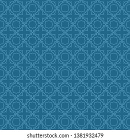 Decorative Geometric Ornament. Seamless Pattern. Vector Illustration. Tribal Ethnic Arabic, Indian, Motif. For Interior Design, Wallpaper. Blue color.