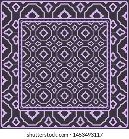 Decorative geometric pattern for fashion print. For tablecloth or bandanna design. Vector illustration.