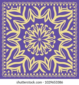 Decorative Geometric Pattern With Round Ornament in Ethnic Style. Abstract Floral Mandala Art. vector illustration. For Fashion Background, Wallpaper, Home Decor, Interior Design