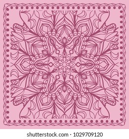 Decorative Geometric Pattern With Round Ornament in Ethnic Style. Abstract Floral Mandala Art. vector illustration. For Fashion Background, Wallpaper, Home Decor, Interior Design