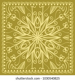 Decorative Geometric Pattern With Round Ornament in Ethnic Style. Abstract Floral Mandala Art. vector illustration. For Fashion Background, Wallpaper, Home Decor, Interior Design