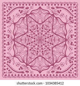 Decorative Geometric Pattern With Round Ornament in Ethnic Style. Abstract Floral Mandala Art. vector illustration. For Fashion Background, Wallpaper, Home Decor, Interior Design