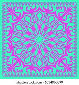 Decorative Geometric Pattern With Round Ornament in Ethnic Style. Abstract Floral Mandala Art. vector illustration. For Fashion Background, Wallpaper, Home Decor, Interior Design