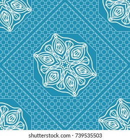 Decorative Geometric Pattern With Round Ornament in Ethnic Style. Abstract Floral Mandala Art. Vector illustration. For Fashion Background, Wallpaper, Home Decor, Interior Design