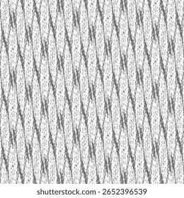 Motif géométrique décoratif avec quelques formes rhomboïdales, sur un tissu de laine ou de coton robuste. Texture de tapis grise. Image vectorielle d'art.