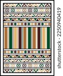Decorative geometric repeating pattern inspired by Al-Qatt Al-Asiri traditional paintings. Saudi Arabic pattern texture. Vector Illustration. Eps 10