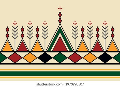 Decorative geometric repeating pattern inspired by Al-Qatt Al-Asiri traditional paintings. Saudi pattern texture. Vector Illustration. Eps 10