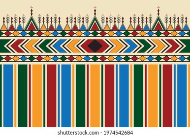 Decorative geometric repeating pattern inspired by Al-Qatt Al-Asiri traditional paintings. Saudi pattern texture. Vector Illustration. Eps 10