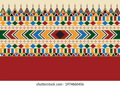 Decorative geometric repeating pattern inspired by Al-Qatt Al-Asiri traditional paintings. Saudi pattern texture. Vector Illustration. Eps 10