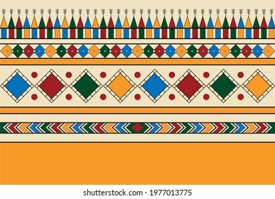 Decorative geometric repeating pattern inspired by Al-Qatt Al-Asiri traditional paintings. Saudi pattern texture. Vector Illustration. Eps 10