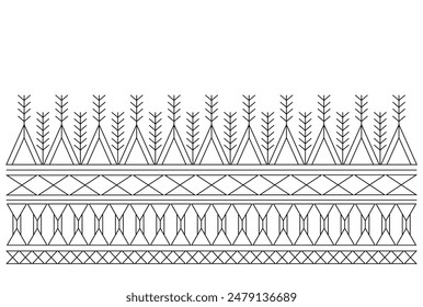 Decorative geometric repeating pattern inspired by Al-Qatt Al-Asiri traditional paintings. Saudi pattern texture. Vector Illustration.