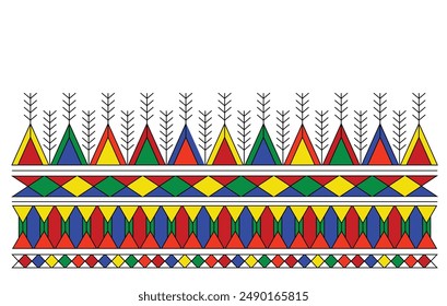 Decorative geometric repeating pattern inspired by Al-Qatt Al-Asiri traditional paintings. Saudi pattern texture. Vector Illustration. Eps 10
