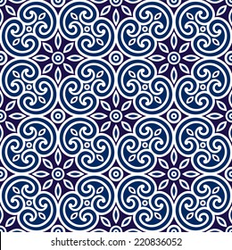 Decorative geometric seamless ornament, tile of fabric decor, Italian background pattern, vector