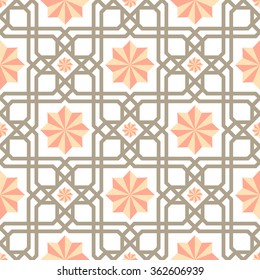 Decorative geometric seamless ornament, tile of fabric decor, Italian background pattern, vector